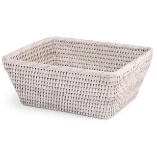 H&h Rechteckiger Korb aus weißem Rattan, 25 x 21 x 9 cm