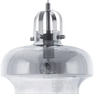BELIANI Hängeleuchte Grau Rauchglas und Metall mit Schirm in Glockenform Industrielles Design - Grau, Transparent
