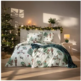 Estella Bettwäsche-Garnitur Impulse Kuschelflanell Nutcracker Farbe rot Größe 135x200+80x80 - Rot