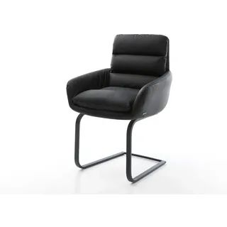 DeLife Freischwinger Abelia-Flex Leder schwarz