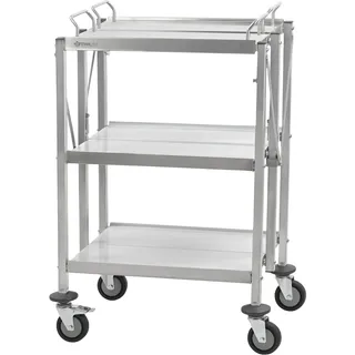 Mahlzeit Faltbarer Servierwagen Edelstahl mit 3 Etagen | 67 x 46 x 98 cm | klappbarer Küchenwagen mit Rollen | Beistelltisch für Küche & Grill