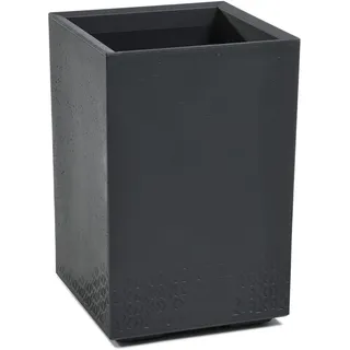 LAMELA Pflanzkübel mit Rollen Höhe 60 cm, 36L – Blumentopf aus Kunststoff in Betonoptik – Übertopf mit Wasserablauf – Modern für Innen & Außen - Wetterfest & Pflegeleicht, Antrazit