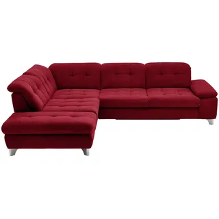Beldomo Speed Ecksofa , Rot , Metall , Ottomane links, L-Form , 310x260 cm , Fußauswahl, Stoffauswahl, Sitzqualitäten, seitenverkehrt erhältlich, Bettfunktion erhältlich, Hocker erhältlich, Rücken echt, individuell planbar , Wohnzimmer, Sofas & Couches, Wohnlandschaften, Ecksofas