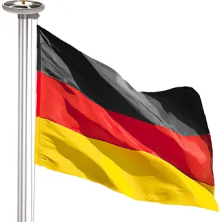 Brubaker 4 m Aluminium Fahnenmast inkl. Deutschland Flagge und Solar Fahnenmastlicht - Flaggenmast mit Bodenhülse + Deutschlandfahne + Solar-Energie Licht mit 26 LEDs - All-in-One Flaggenmast Set