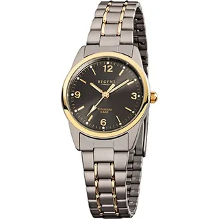 REGENT Titan Damen Uhr F-429 Quarzuhr Armband grau silber gold Analog Titan-Armband D2URF429 - Grau