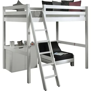Vipack Hochbett Made in Europe 140 x 200 cm Kiefer massiv schwarz-weiß