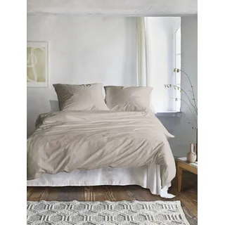 Bettwäsche IRISETTE "Lotus 8521", beige (natur), B/L: 140cm x 200cm, 1 Stk., 1 Stk., Linon, B/L: 90cm x 70cm, 2 Stk., Linon, Obermaterial: 100% Lyocell, Bettwäsche, Bettwäsche