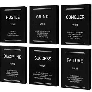 Glenmal Motivierende Leinwand-Wanddekoration, 20,3 x 25,4 cm, inspirierende Zitate, Sprüche, Wandbehang, Motivationsdekoration, ästhetisches Poster für Büro, Schlafzimmer, Arbeitsplatz (schwarz mit