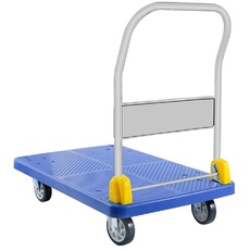 YSSOA Platform Truck with 880lb Weight Capacity and 360 Degree Swivel Wheels, Foldable Push Hand Cart for Loading and Storage, Blue