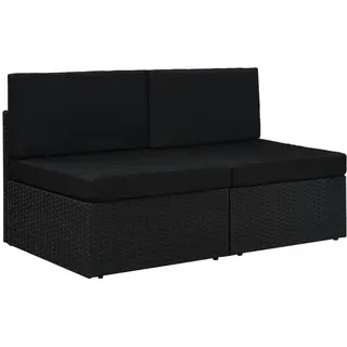 vidaXL Modulares 2-Sitzer-Sofa Poly Rattan Schwarz