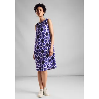 Sommerkleid STREET ONE, Damen, Gr. 36, N-Gr, blau (violet blau), Web, Obermaterial: 100% Viskose (LENZINGTM ECOVEROTM), bedruckt, regular fit ca. Mitte Knie, Rundhals, Kleider Sommerkleid, mit Allover Print
