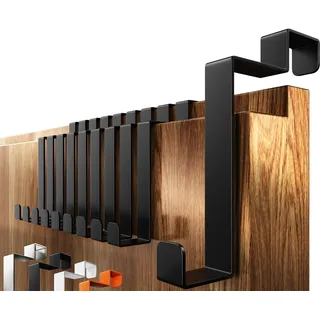 4smile Türhaken Innenseite aus Edelstahl, 10er Set in Schwarz - Flexible Türhaken zum Einhängen, Robuste Kleiderhaken Tür - Türgarderobe Rückseite mit hoher Tragkraft, Handtuchhalter Tür Innen