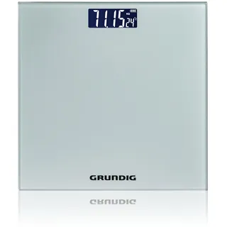 Grundig Personenwaage Digital - Waage Personen bis 180 kg - Wage für Körpergewichtsmessungen in kg/lb - Körperwaage bis 500 g genau - Digitalwaage mit Digitalanzeige - Silber - Glas