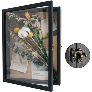 GraduatePro 3D bilderrahmen 28x35 zum befüllen groß schaukasten Wand für Schwarz Objektrahmen Hochzeit Box Deko Oder Schreibtisch