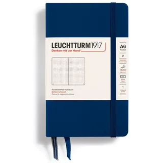 Leuchtturm1917 342921 Notizbuch Pocket (A6), Hardcover, 187 nummerierte Seiten, Marine, Dotted