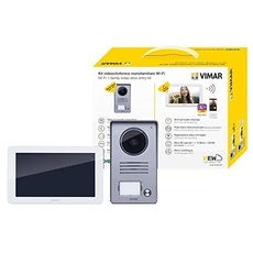 Vimar K40955 Videosprechenalagen-Set 1 Familie enthält Freisprech-Touchscreen-Videohaustelefon LCD7in und WLAN-Verbindung, 1-Taste Klingeltableau mit Regenschutz, Netzgerät, mit Zubehöre für AP-Einbau
