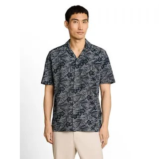 TOM TAILOR Hawaiihemd Kurzarm Sommerhemd im Hawaii-Look, navy palm