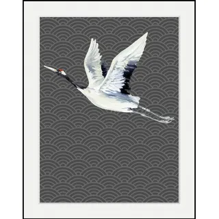 Bild QUEENCE "Kranich", schwarz (farbe rahmen: schwarz, farbe bild(er): schwarz), B:40cm H:50cm T:3cm, Acrylglas, Holzwerkstoff, Papier, Bilder, Bild, HD Premium Poster-Druck inkl. Holzrahmen