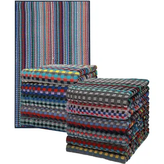 Betz Grubentuch 12er Set Helgoland 50x90 cm – Arbeitshandtuch & Küchentuch aus 100% Baumwolle 330 g/m2 – Saugstark & robust – karo bunt