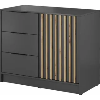 Moderne Kommode mit Schublade Sideboard, Wohnzimmer, Esszimmer, Flur & Diele Schrank Highboard - Kommode JOHN 2D Graphit - Grau