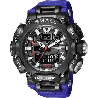 SMAEL Zain Herren Sportuhr Blau/Weiß - Stoßfest & Vielseitig KP14067 - Blau, Schwarz