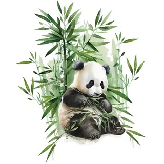 PLIGREAT 2 Blatt Panda Wandaufkleber Aquarell Bambus Tier Wandtattoos für Kinderzimmer Baby zimmer Schlafzimmer Schrank Dekor Niedlich DIY Indoor Wanddekor