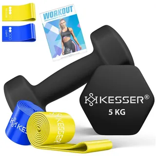 Kesser Hantel-Set Kurzhanteln 2 x 5 kg Neopren schwarz