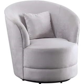 Atlantic Home Collection Cocktailsessel Colin Samt 84 x 84 x 85 cm Grau drehbar mit Kissen