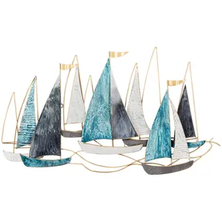 Beliani Wanddekoration Metall blau/gold Bohrium , Blau , Mode , Freiform , 100x50x5 cm , Bilder & Rahmen, Bilder, Dekopaneele