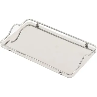 Serviertablett mit Henkel Metall, 34.5x19.5cm Großes rechteckiges Tablett | Edelstahl Dekoratives Tablett für Küchenutensilien, Schmuck, Schlafzimm