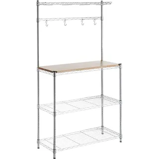 3 Regale Küchenregal, Holz/Chromfarben, 14.38 Kgs, 91.44 x 35.56 x 161.04 cm, 36 x 63.4