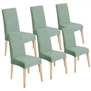 LANSHENG Stuhlhussen 6er Set, Universal Esszimmerstühle Stuhlbezug, Abnehmbar Waschbar Stuhlhussen für Esszimmerstühl, Küche, Restaurants, Hotels (Matcha grün, 6er Set)