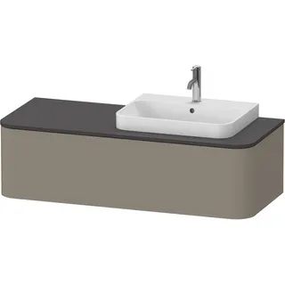Duravit Happy D.2 Plus Konsolenwaschtischunterbau wandhängend, 1300x550mm, 1 Auszug, für Aufsatzbecken Position rechts, HP4942R9292, Farbe: Steingrau Seidenmatt Lack