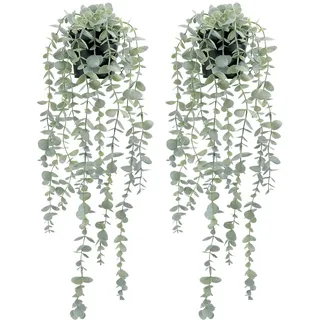 Cocoboo Künstliche hängende Eukalyptus-Pflanzen für Regal, künstliche Topfpflanze für Wand, Zimmer, Zuhause, Terrasse, Innen- und Außenbereich, 2 Stück