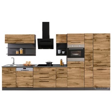 Bild MÖBEL Küchenzeile »Tulsa«, mit E-Geräten, Breite 380 cm, schwarze Metallgriffe, MDF Fronten,