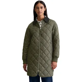 Steppmantel MARC O'POLO DENIM, Damen, Gr. S, pineneedle, Web, Obermaterial: 100% Polyester, relaxed fit, Rippstrickbündchen, Mäntel Steppmantel, relaxed fit, 2-Wege-Reißverschluss, Cord-Kentkragen