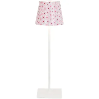 Zafferano, Poldina Pro Lampe mit Cover, Kabellose, Wiederaufladbare Tischlampe mit Touch Control, Auch für den Außenbereich Geeignet, Dimmer, 2200-3000 K, Höhe 38 cm, Farbe Weiß - Rosa Blumen