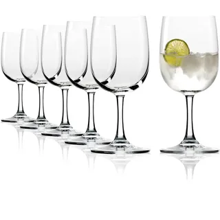 Stölzle Lausitz Classic Mineralwassergläser mit Stiel 320 ml, 6er-Set | Edle Wassergläser mit Stiel für Mineralwasser, Saft und Drinks, aus bleifreiem Kristallglas, stoßfest & spülmaschinengeeignet