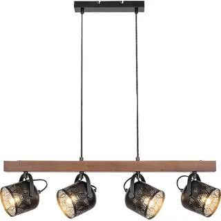 Rabalux 3300 Pendelleuchte 4 Spots Rotem, E14-Holz, braun-schwarz, rund, Industriell, ø110mm - Schwarz