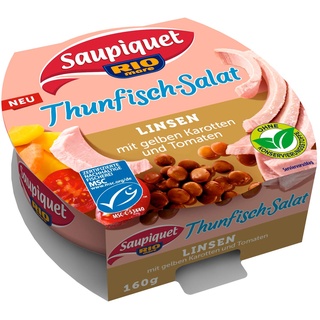 Saupiquet Rio Mare Thunfisch-Salat Linsen, MSC zertifiziert, Fix und fertig zubereitet, Ideal für unterwegs, 160g