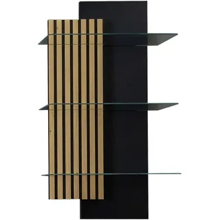 Moderano Wandregal , Anthrazit, Wildeiche , Glas, Holzwerkstoff , furniert , 60x108x28 cm , Holzmöbel, Wohnwände Holz, Wohnwand Serien Holz