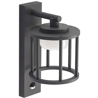 Lucande Wandleuchte außen Berenike mit Bewegungsmelder (spritzwassergeschützt (Modern) in Alu aus Aluminium (1 flammig, GX53) - Wandlampe für Außenwand/Hauswand Haus Terrasse und Balkon