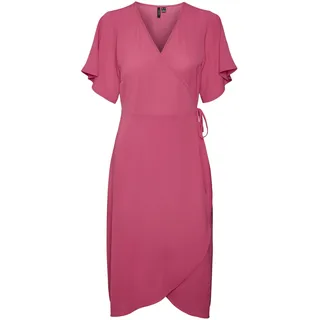 VERO Moda Damen Vmsaki Calf Wrap Dress Ga Noos Kleid, Pink Yarrow, XS EU