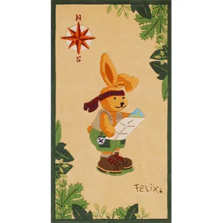 Kinderteppich , Creme, Grün , Textil , Tier , rechteckig , 110x170 cm , Textiles Vertrauen - Oeko-Tex® , für Fußbodenheizung geeignet , Teppiche und Böden, Teppiche, Kinderteppiche