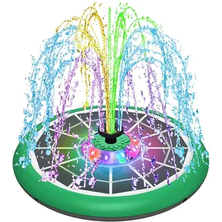 Solar Springbrunnen, SZMP UFO Buntes LED-Lichtern 5W, Glas Solar Teichpumpe mit 4000mAh Batterie, 8 Düsen & 4 Fixe Rohre Solar Wasserpumpe Solar Schwimmender Fontäne Pumpe für Garten, Teich, VogelBad