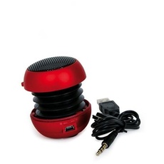 Small foot 8361 - Mini-Lautsprecher mit Ladekabel, rot/schwarz, ca. 5 cm