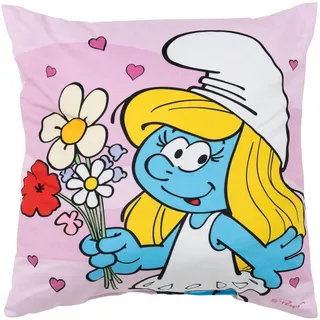 United Labels Die Schlümpfe Kissen, Kopfkissen 40x40 cm, Rosa, Sofakissen Schlumpfine, Dekokissen für Fans