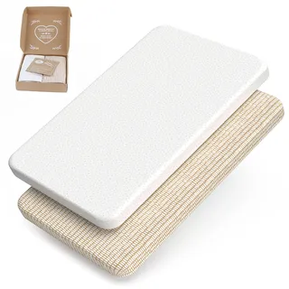 mimaDu - 2er Set Spannbettlaken aus Baumwolle Oeko-Tex 70x140 cm auch für 120x60, 140x70 - Bettlaken für ovale & eckige Kinderbetten, Babybetten - Baby Spannbetttücher für Gitterbetten