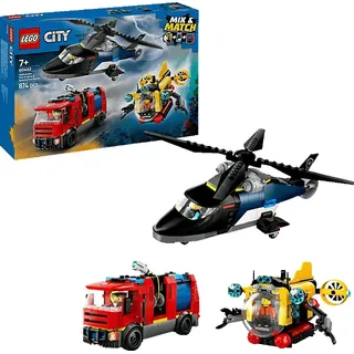 LEGO City Kombinationsset mit Hubschrauber, Löschauto und U-Boot