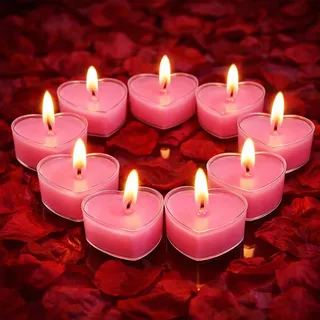 Herz Kerzen, 9 Stück Teelichter Herzförmige Kerzen,für Weihnachtsfeiern, Hochzeiten, Neujahr,Valentinstag,Geburtstag, Vorschlag,Party